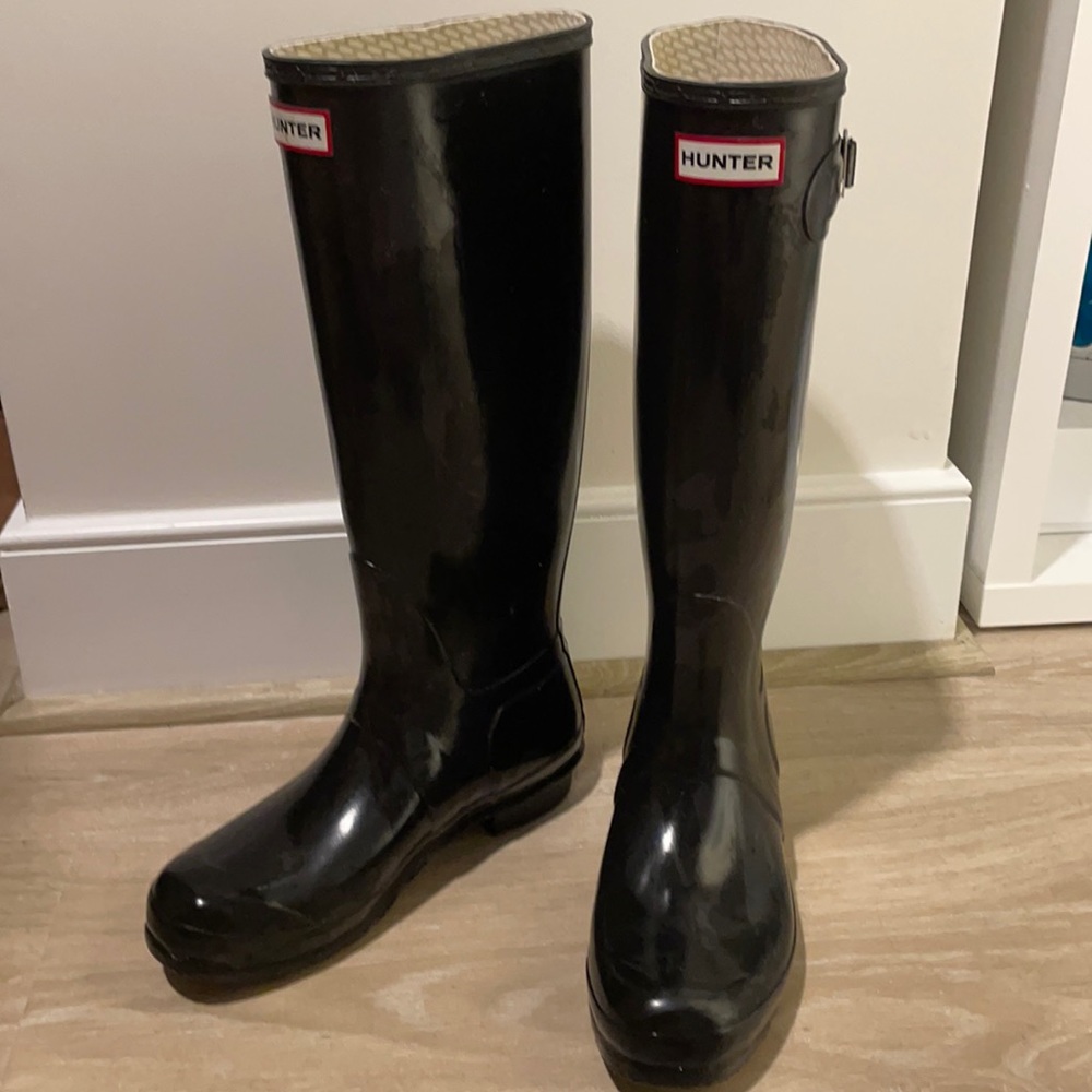 Glossy Black HUNTER Rain Boots